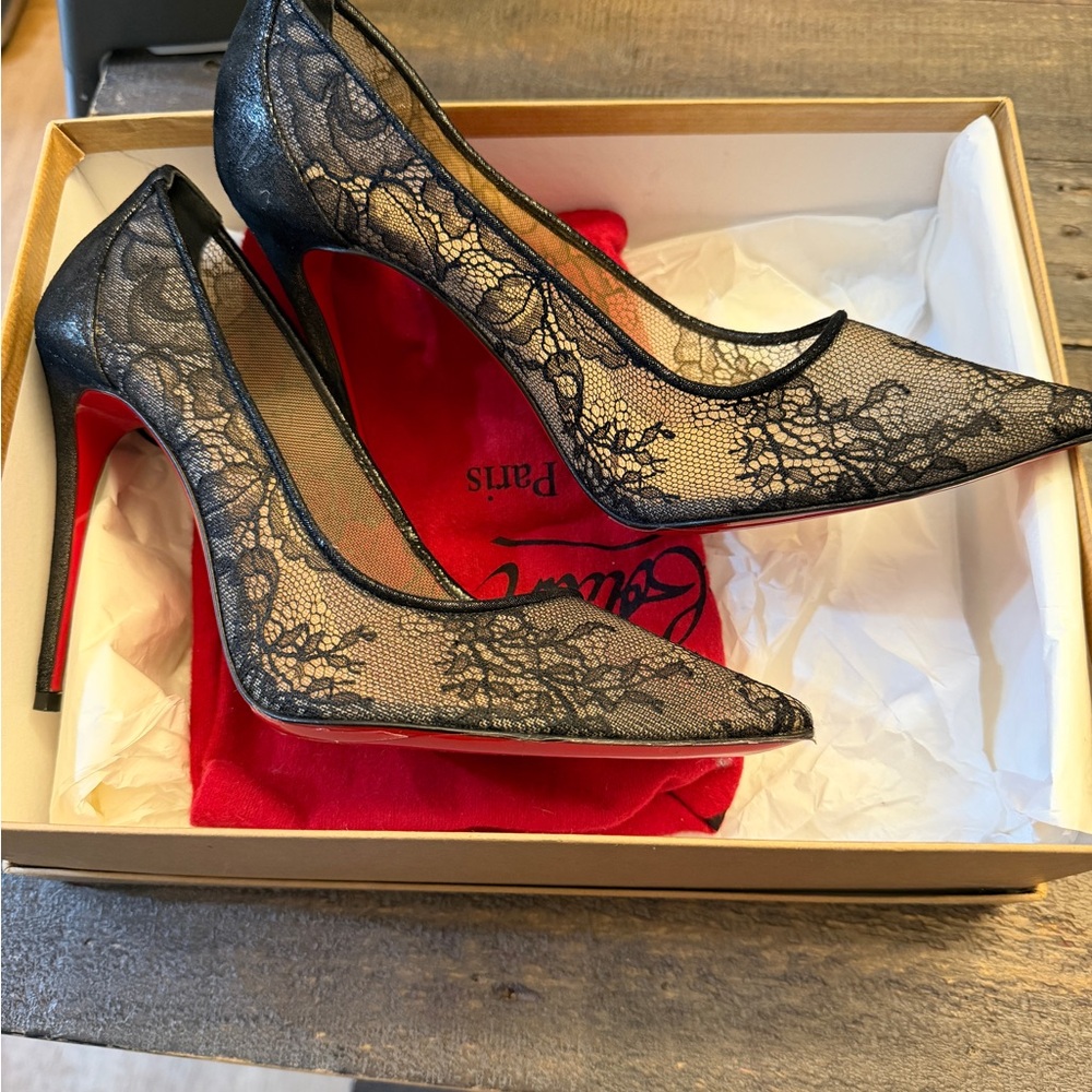 Christian Louboutin Black Lace Heels